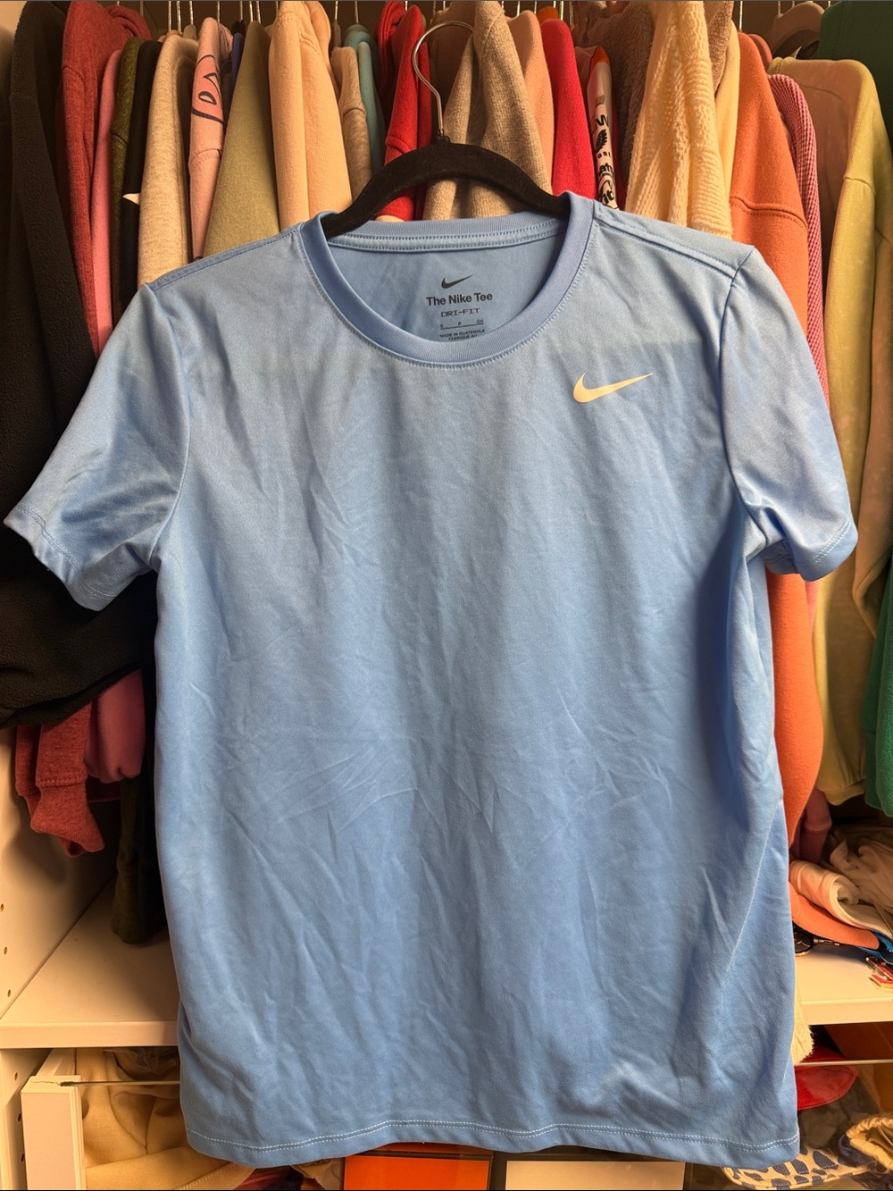 Nike Men's Sky Blue Dri-FIT Crew Tee with White Swoosh